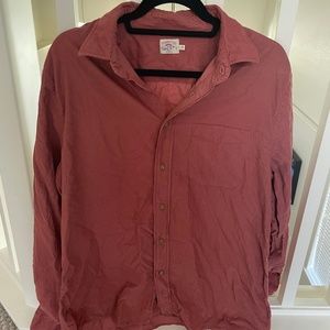 Faherty Stretch Corduroy Shirt, size L, Burnt Russet Red color